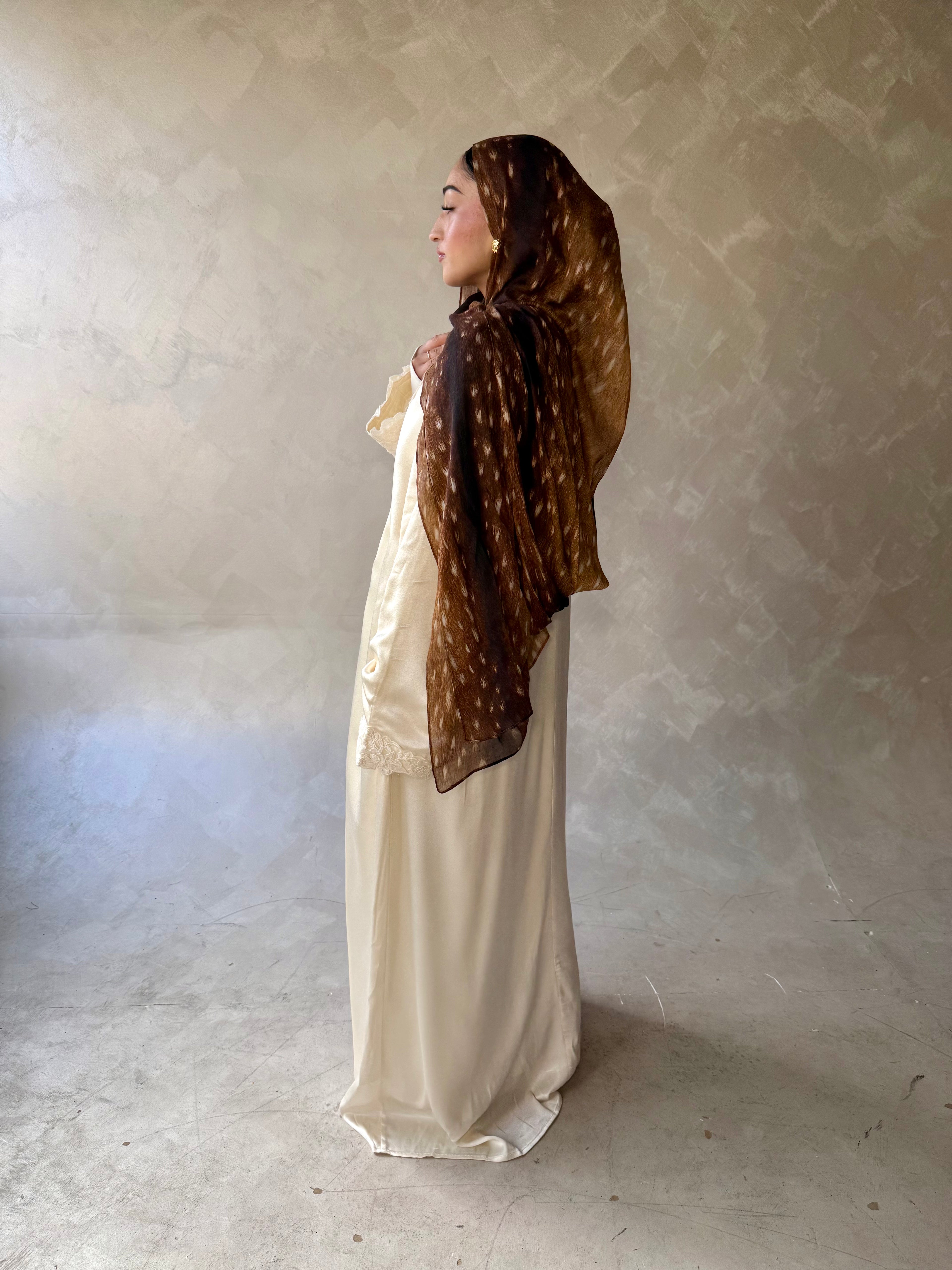 Floral Lace Abaya White